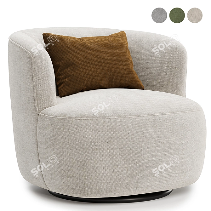 Swivel Barrel Chair, 3 Colors 3D model image 1