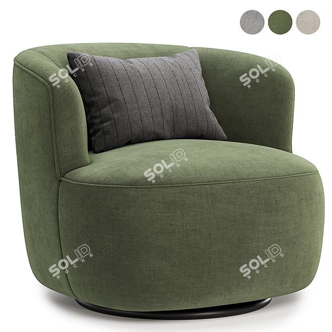 Swivel Barrel Chair, 3 Colors 3D model image 2