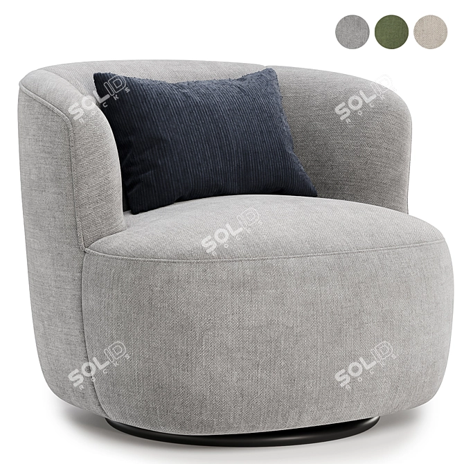 Swivel Barrel Chair, 3 Colors 3D model image 3