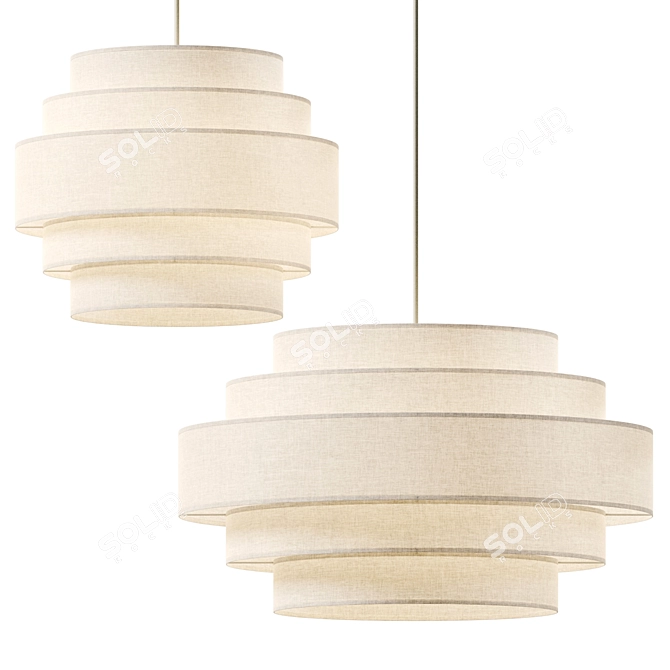 Miguel Fabric Ottoman Set 3D model image 1