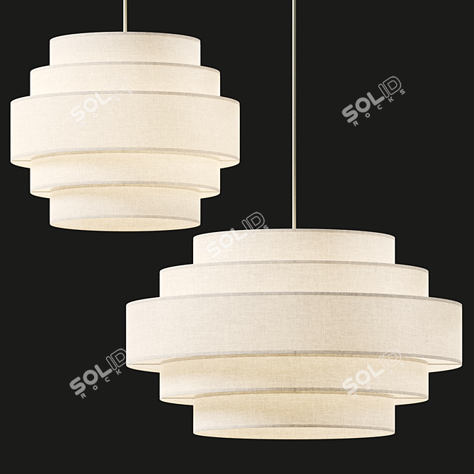 Miguel Fabric Ottoman Set 3D model image 2