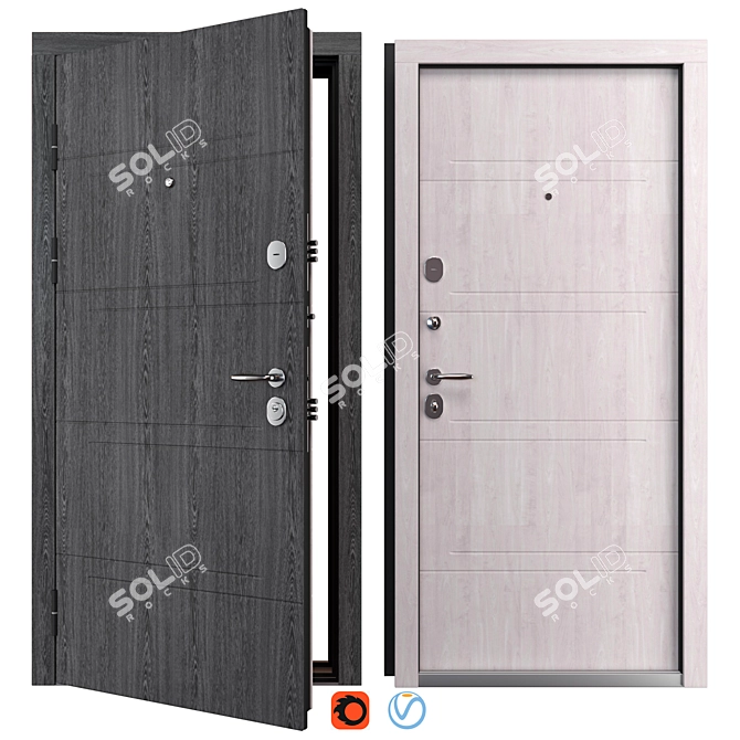 Metal Entry Door M-2 Oak (Bear) 3D model image 1