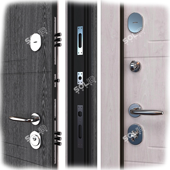 Metal Entry Door M-2 Oak (Bear) 3D model image 2