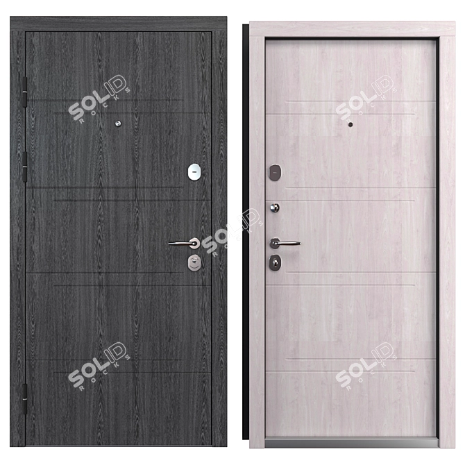 Metal Entry Door M-2 Oak (Bear) 3D model image 3