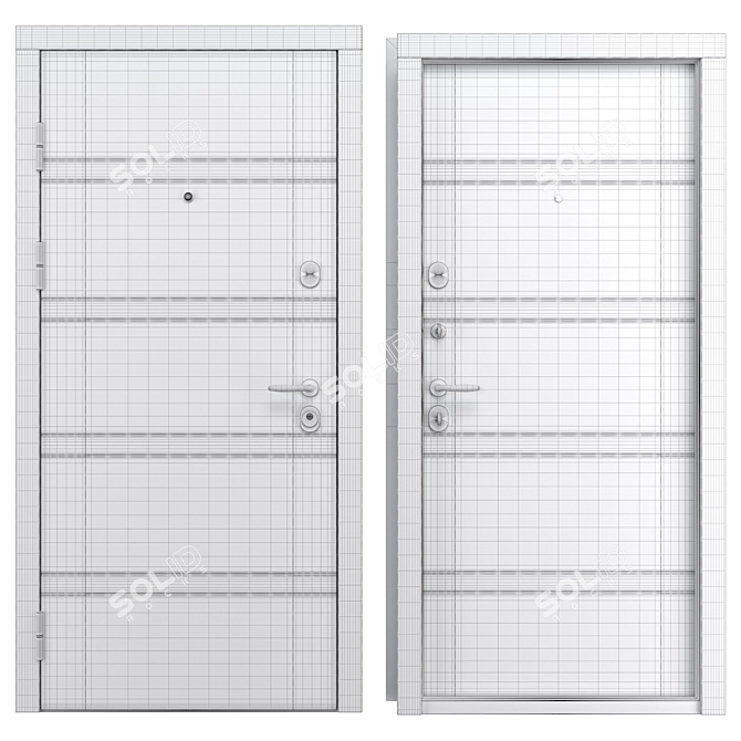 Metal Entry Door M-2 Oak (Bear) 3D model image 4