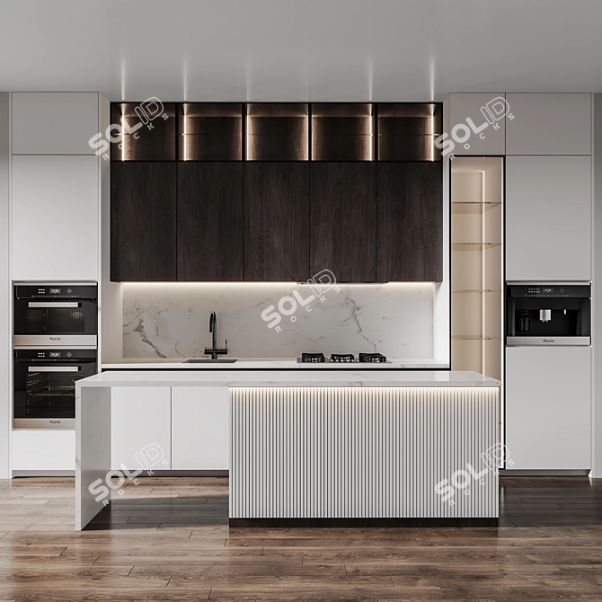 Modern 3D Kitchen Set 3D model image 2