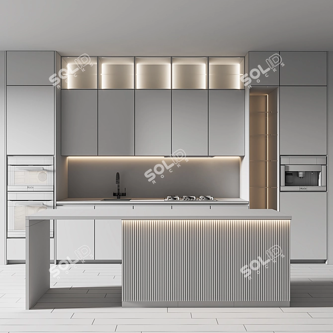 Modern 3D Kitchen Set 3D model image 6