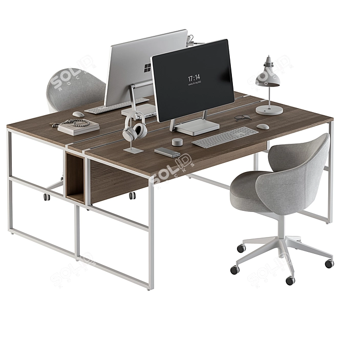 Office Essentials Employee Furniture Set 3D model image 1