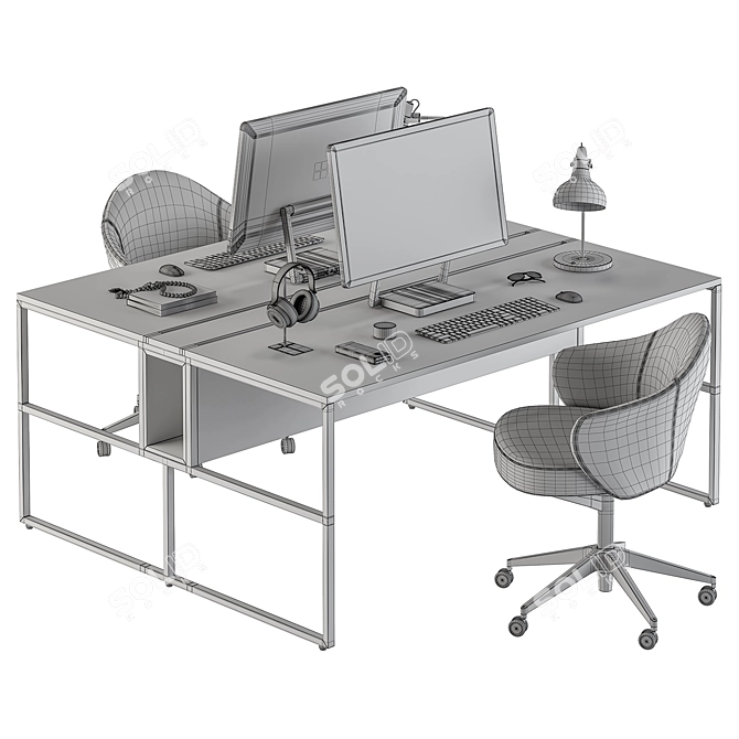 Office Essentials Employee Furniture Set 3D model image 6