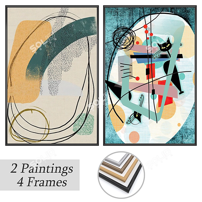 Art Set with Multiple Frames 3D model image 1