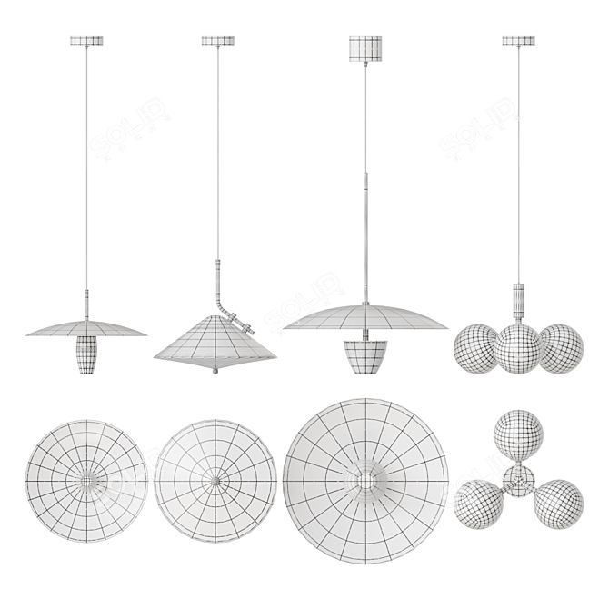 Sleek Pendant Lighting Fixtures 3D model image 2