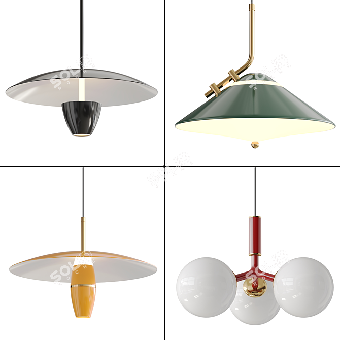 Sleek Pendant Lighting Fixtures 3D model image 3