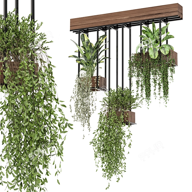  Metal Box Hanging Plant Duo 3D model image 1