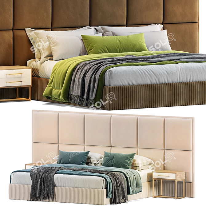 Cozy Brownie Bed Design 3D model image 1