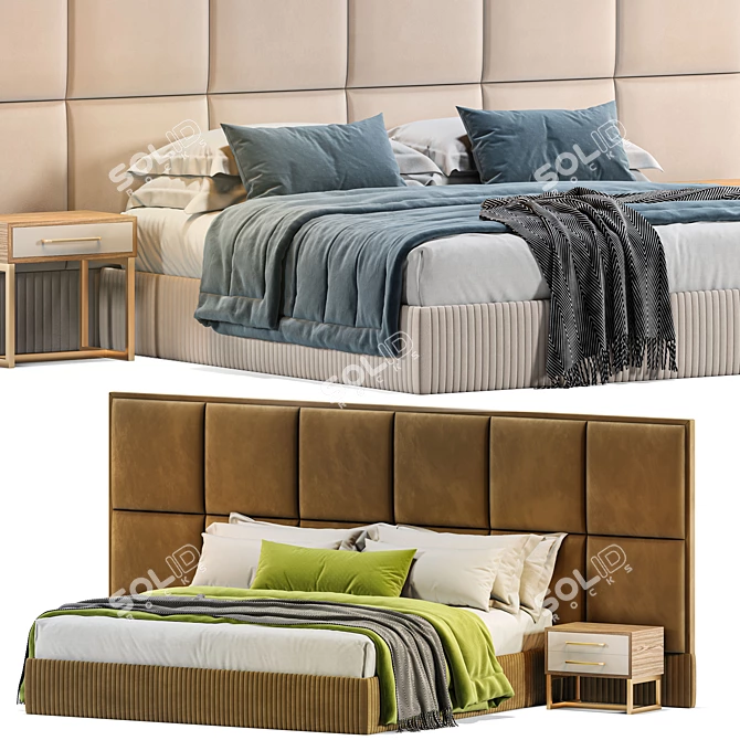 Cozy Brownie Bed Design 3D model image 2