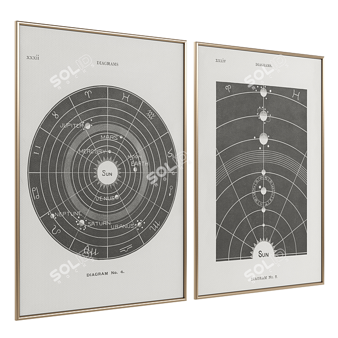 Framed Canvases Poster Texture Set 3D model image 2