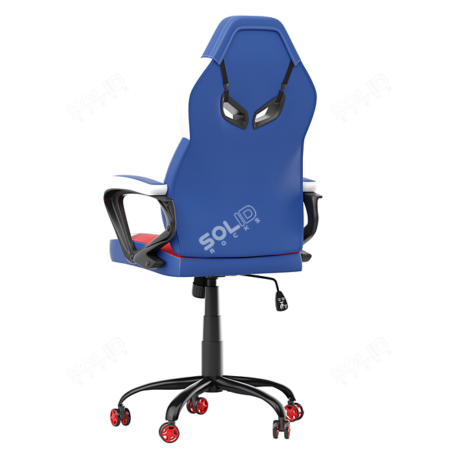 Ergonomic Red-Blue Gaming Office Chair 3D model image 3
