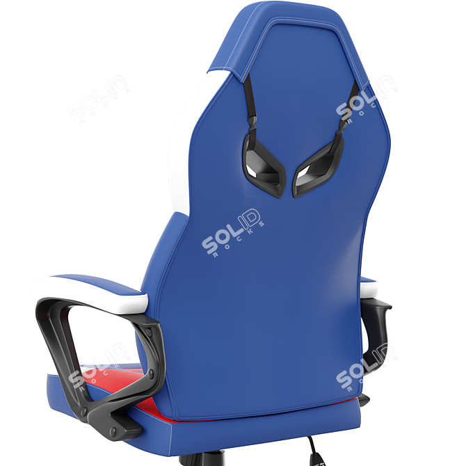Ergonomic Red-Blue Gaming Office Chair 3D model image 6