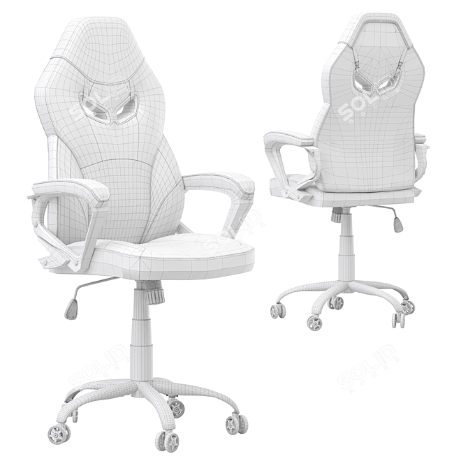 Ergonomic Red-Blue Gaming Office Chair 3D model image 7