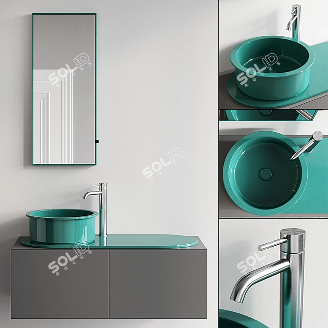 Modern Vanity Unit Set, Delfo 3D model image 1