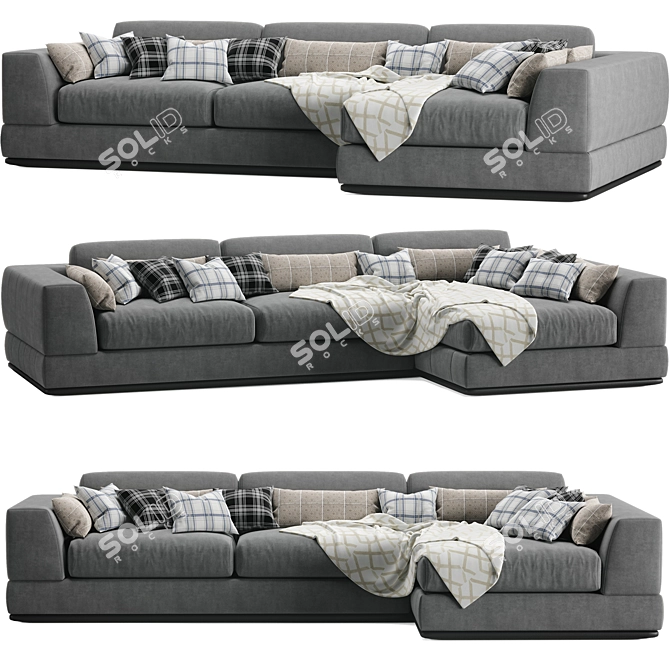 Italian Luxury Chiase Longue Sofa 3D model image 1