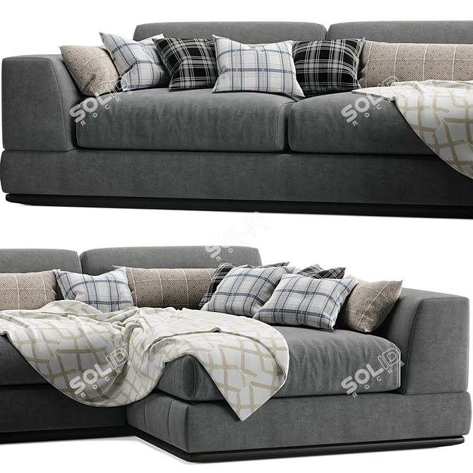 Italian Luxury Chiase Longue Sofa 3D model image 3