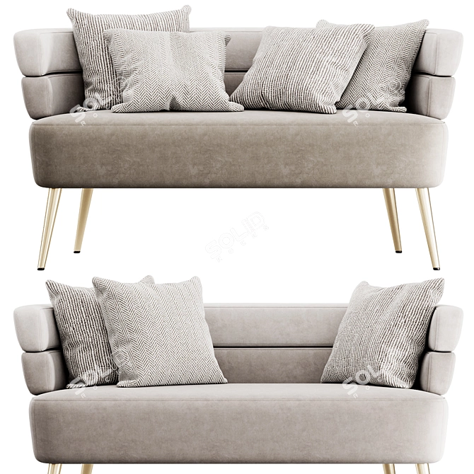 Sandwich Style Sofa: Designer Elegance 3D model image 3