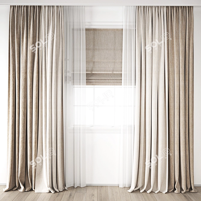 Polygonal Curtain Model Set 3D model image 1