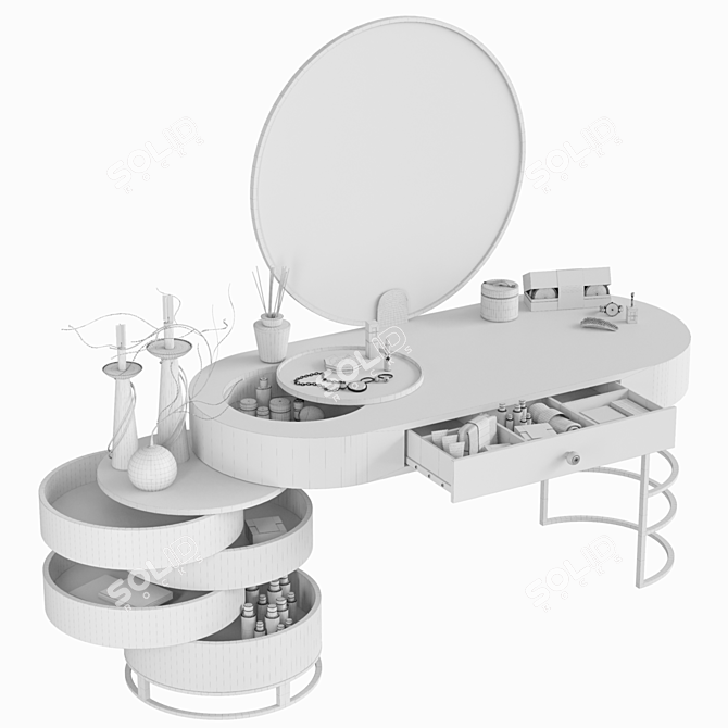 Makeup Vanity Set with Cosmetics 3D model image 3