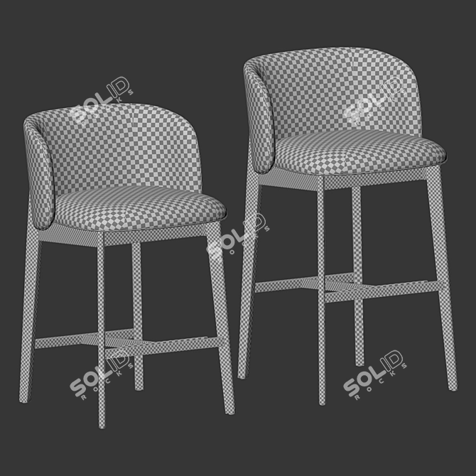 Luxury Velvet Upholstered Metal Stool 3D model image 4