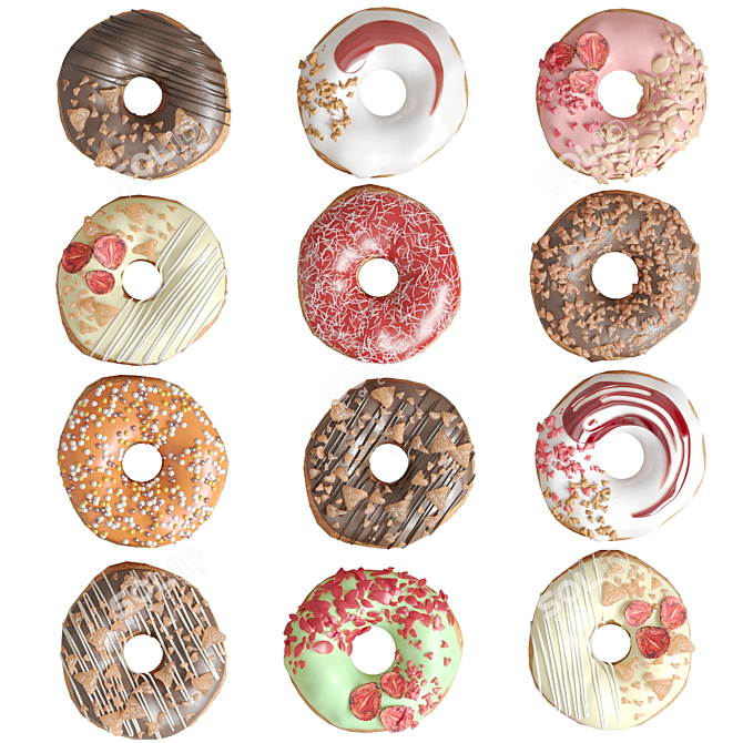 Doughnut Models Set 3D Max 3D model image 1