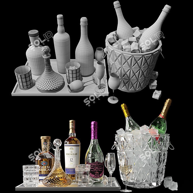 Whiskey & Decanter Set No6 3D model image 8