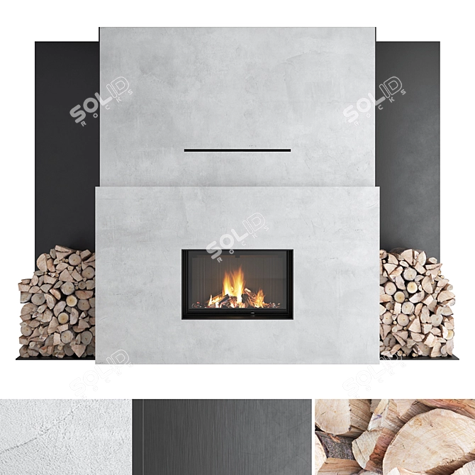 Romotop 3D Fireplace Wall Set 3D model image 1