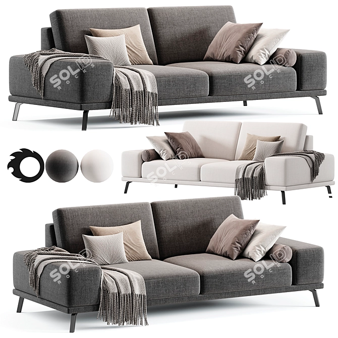 Elegant Modern Ron Sofa Design 3D model image 1