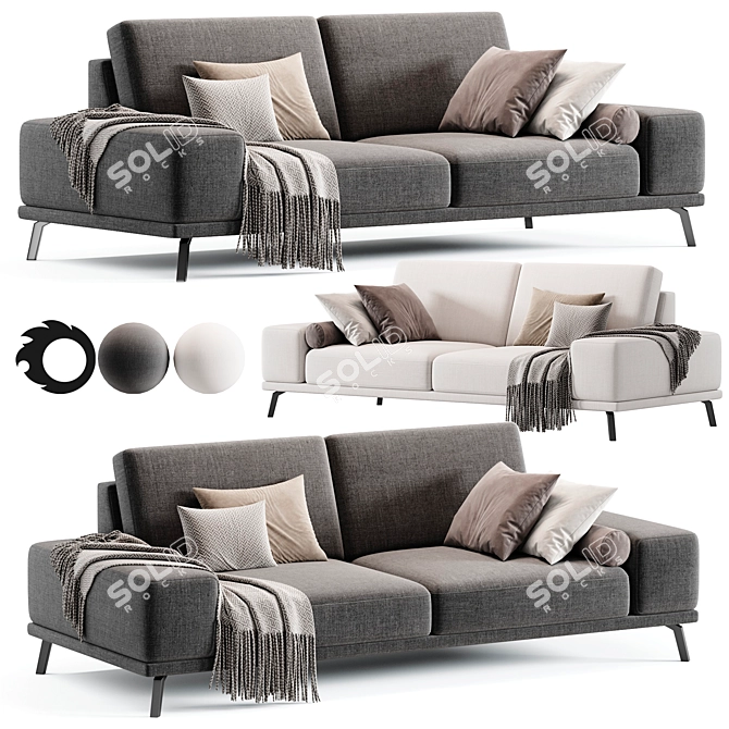 Elegant Modern Ron Sofa Design 3D model image 4