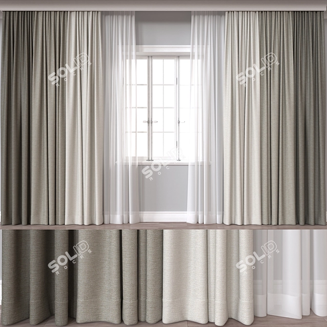 Versatile 3D Curtain Model 3D model image 1