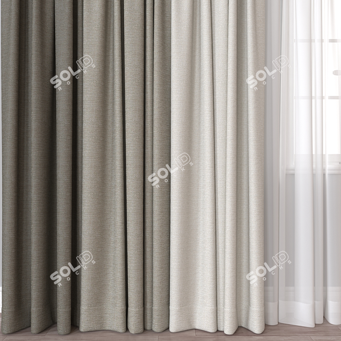 Versatile 3D Curtain Model 3D model image 2