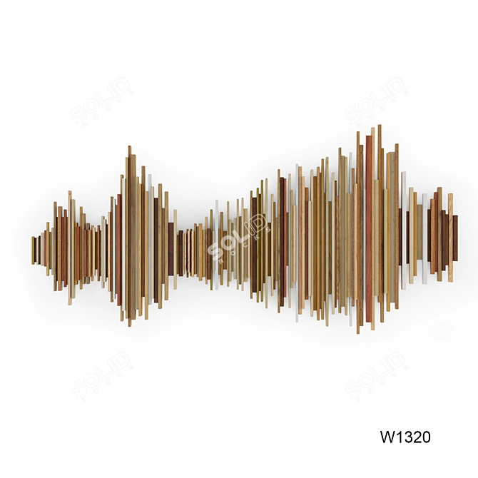 Handcrafted Wood Soundwave Wall Decor 3D model image 1