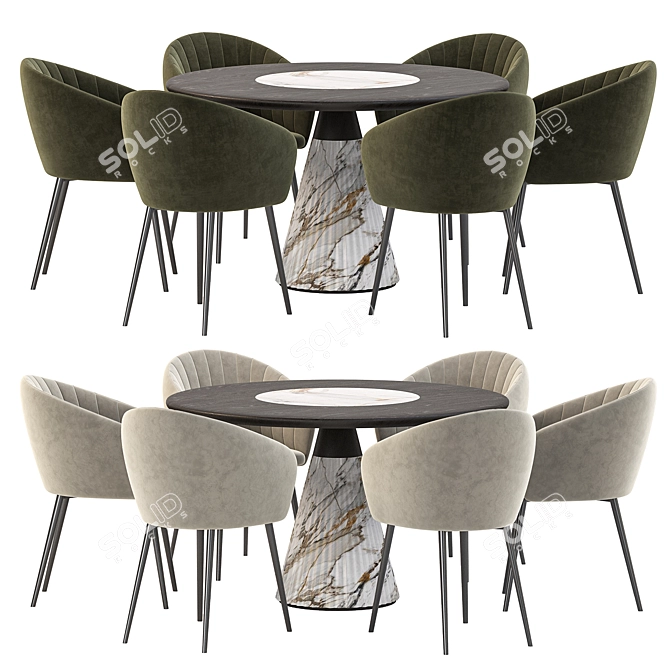 Modern Dining Set CCollection 3D model image 1