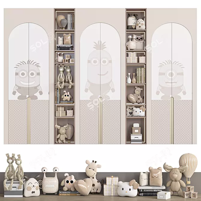 Children's Wardrobe and Toy Closet 3D model image 1