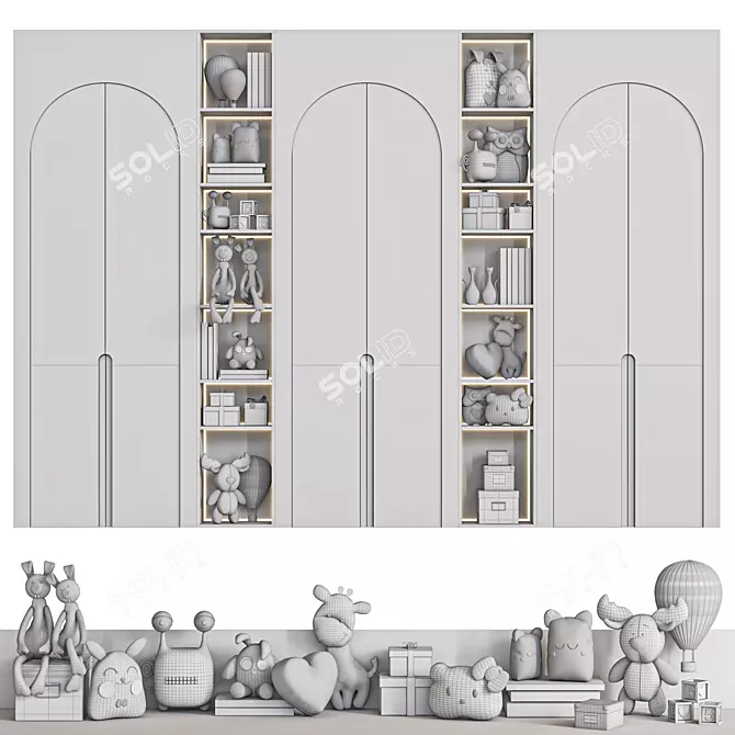 Children's Wardrobe and Toy Closet 3D model image 4