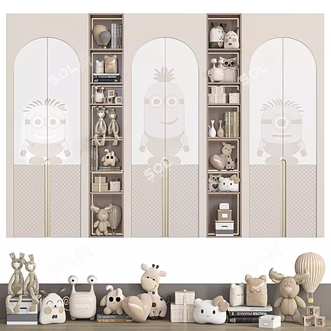 Children's Wardrobe and Toy Closet 3D model image 5