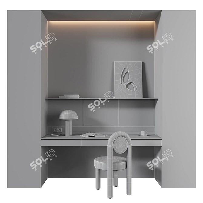 Modern Workstation Furniture Set 3D model image 5