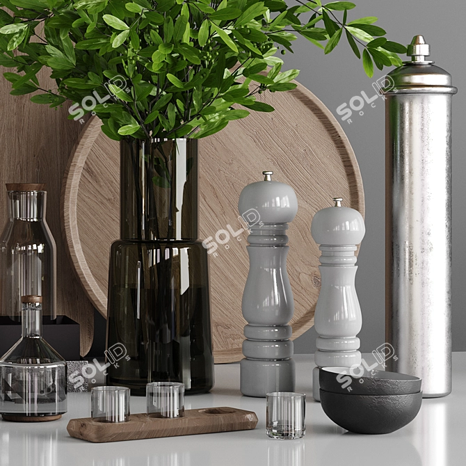 Premium Kitchen Accessory Set: 3D-Ready 3D model image 2