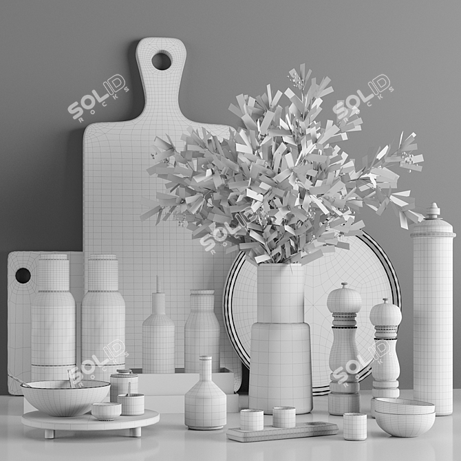 Premium Kitchen Accessory Set: 3D-Ready 3D model image 5