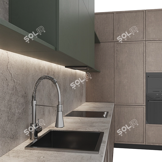 Modern Island Kitchen Set 3D model image 4