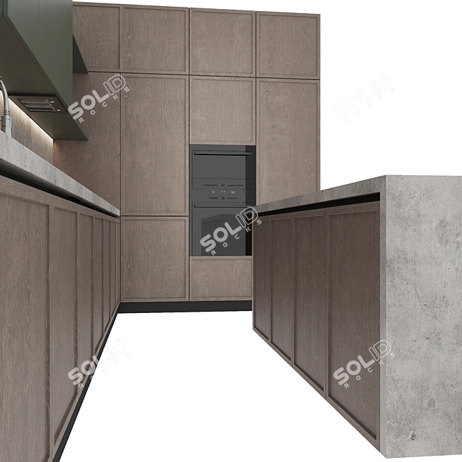 Modern Island Kitchen Set 3D model image 5