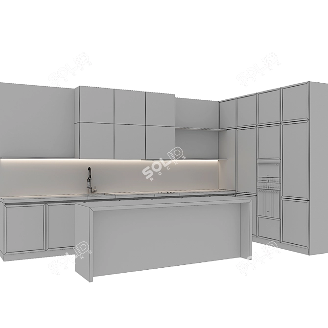 Modern Island Kitchen Set 3D model image 6