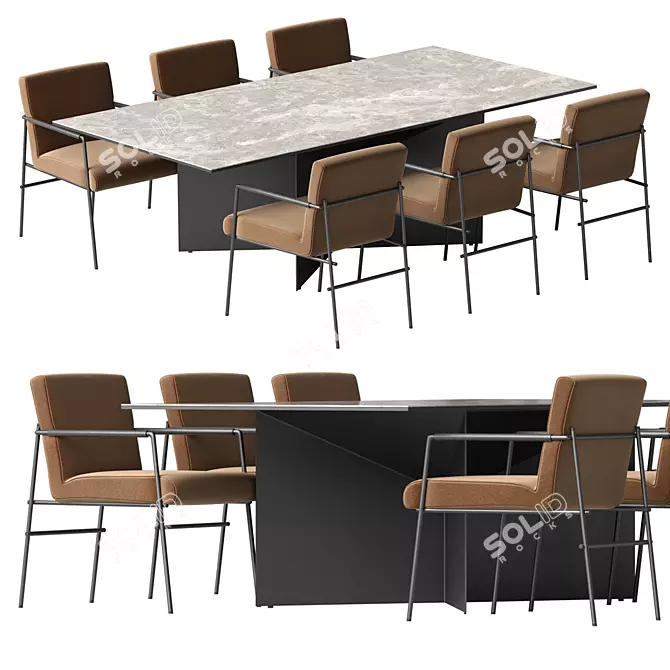 Modern Italian Dining Set Duo 3D model image 1