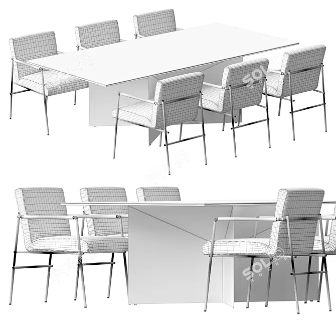 Modern Italian Dining Set Duo 3D model image 2